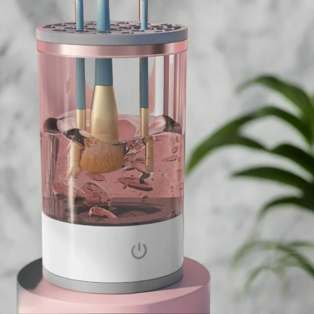 PORTABLE ELECTRONIC MAKEUP BRUSH CLEANER